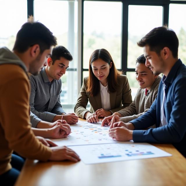 Team of experts discussing customer experience strategy